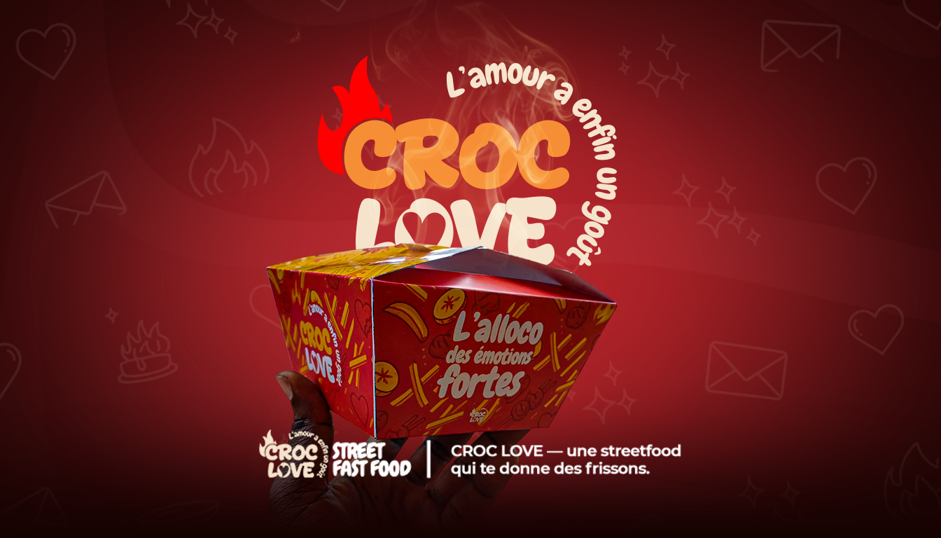 Pack Croc Love sur fond rouge sombre.