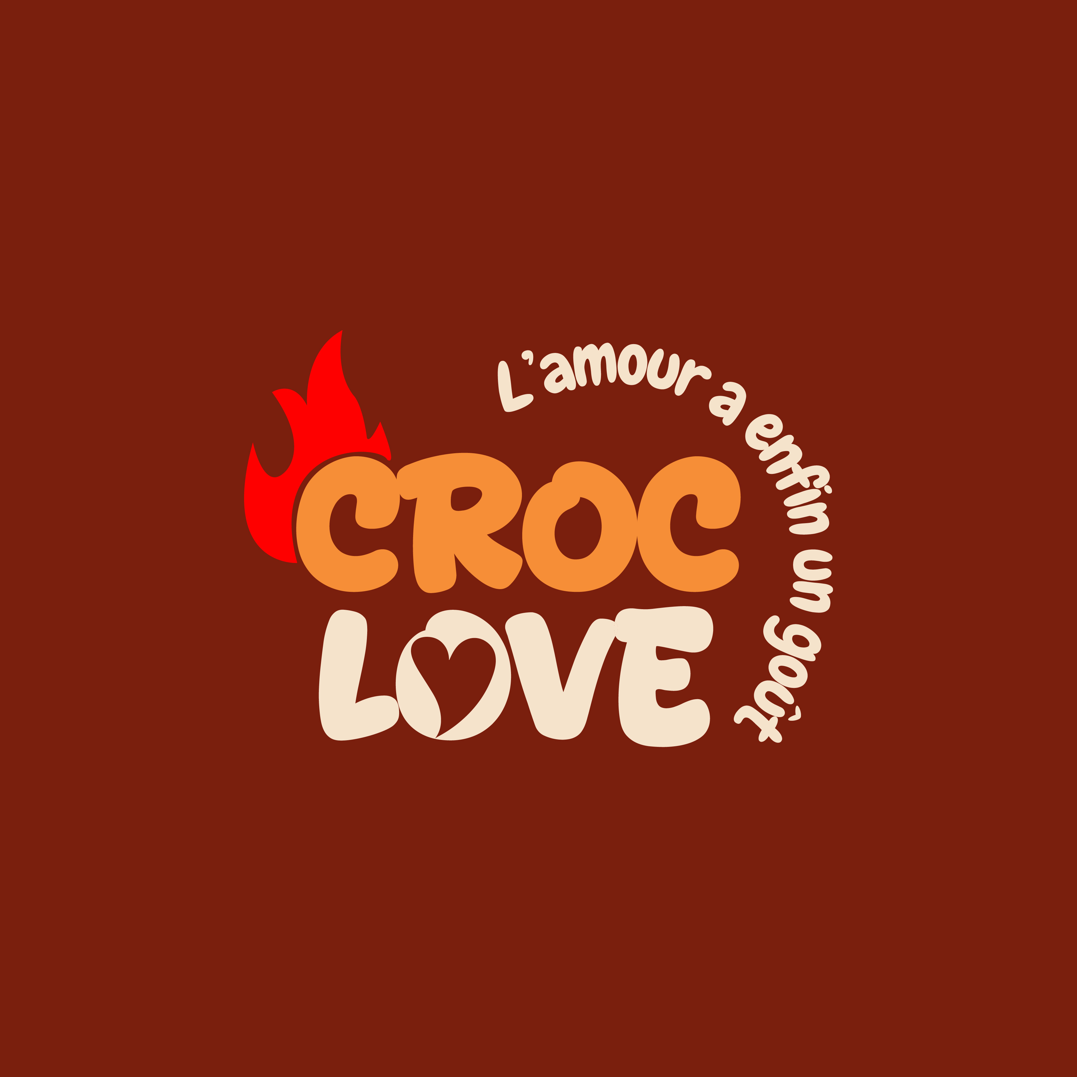 Logo Croc Love sur fond brun.